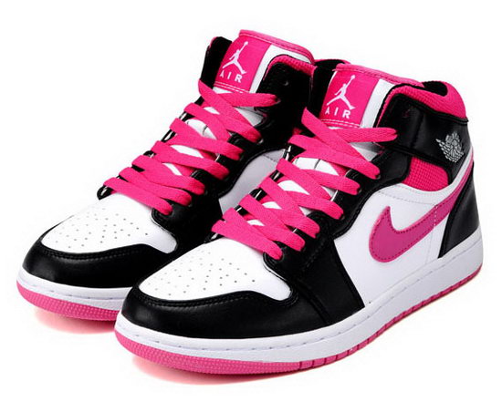 Womens Air Jordan Retro 1 Black White Pink Greece